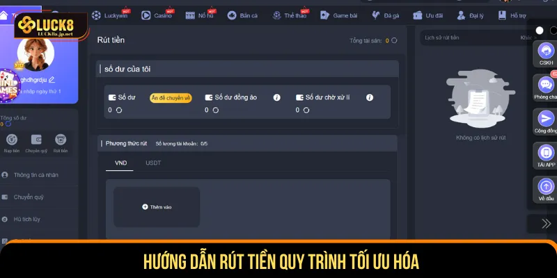 Chi tiết về thao tác rút tiền Luck8 tối ưu đơn giản